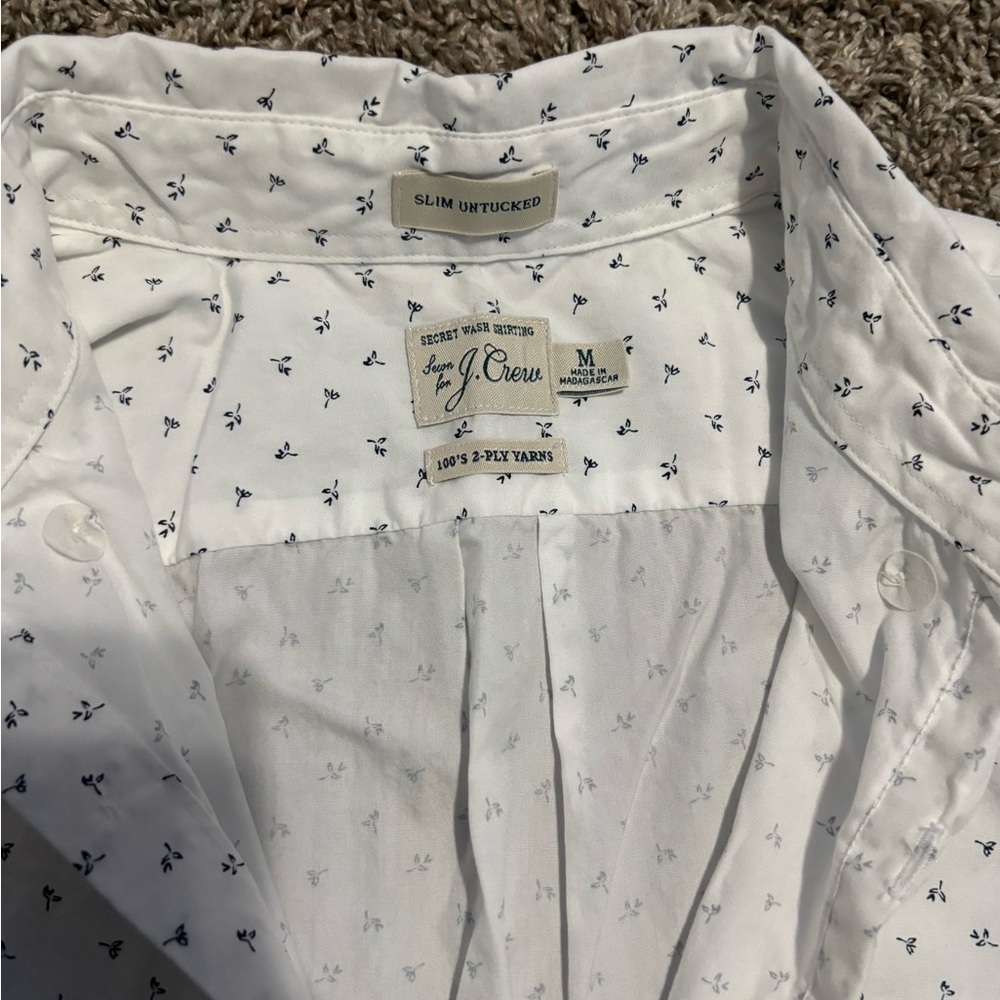 J. Crew Men's White and Black Patterned Shirt - Picture 8 of 11